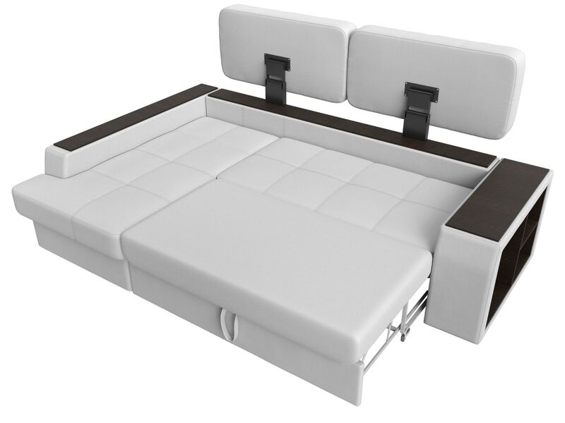 Диван угловой Брюссель левый угол, Экокожа, Белый;Черный