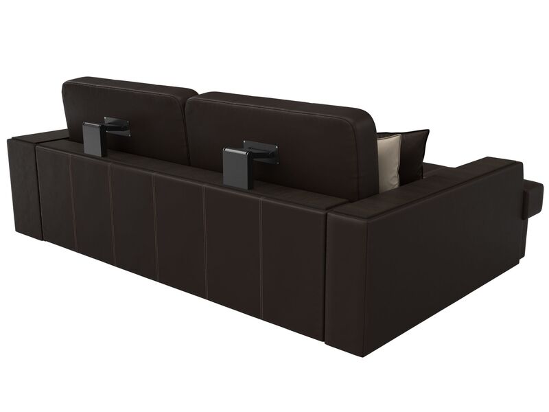 Диван угловой Брюссель левый угол, Экокожа, Коричневый;Бежевый