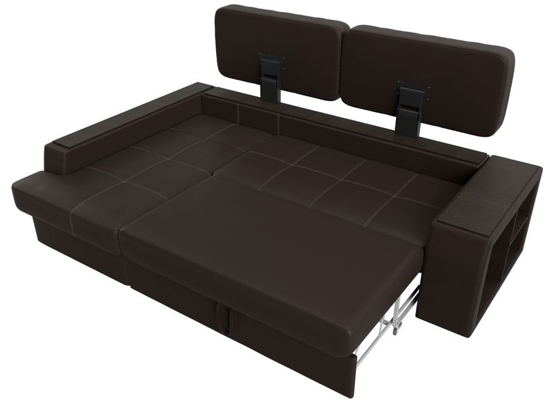 Диван угловой Брюссель левый угол, Экокожа, Коричневый;Бежевый