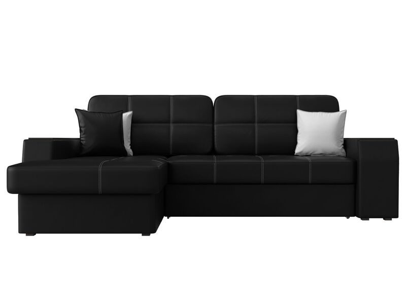 Диван угловой Брюссель левый угол, Экокожа, Черный;Белый