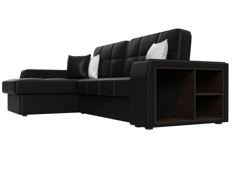 Диван угловой Брюссель левый угол, Экокожа, Черный;Белый