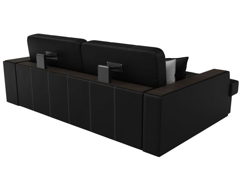 Диван угловой Брюссель левый угол, Экокожа, Черный;Белый