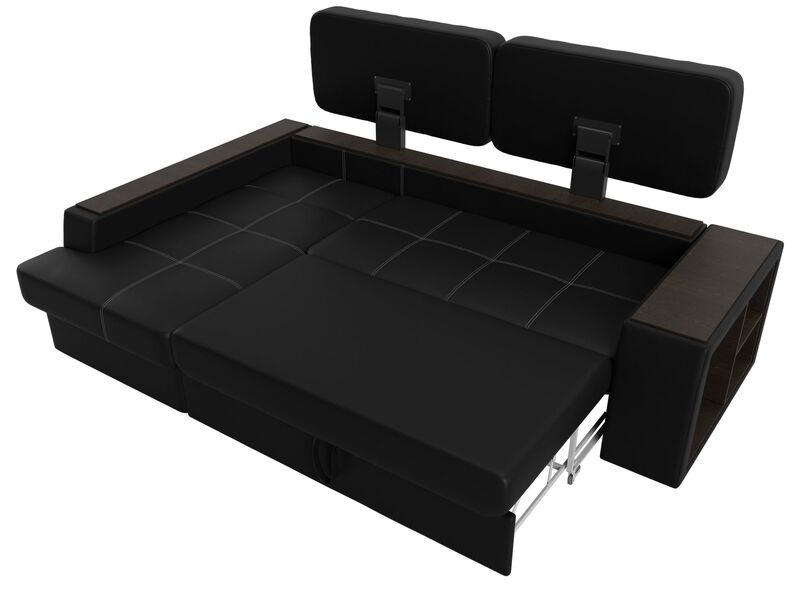 Диван угловой Брюссель левый угол, Экокожа, Черный;Белый