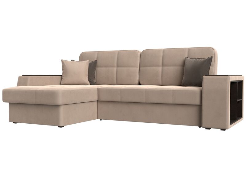 Диван угловой Брюссель левый угол, Велюр, Seven 729 бежевый;Seven 727 коричневый