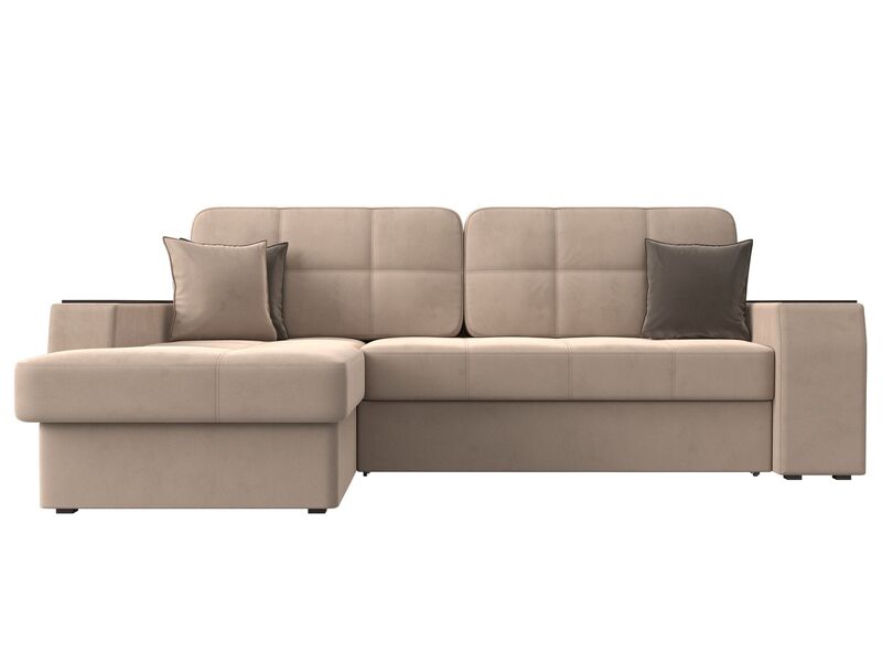 Диван угловой Брюссель левый угол, Велюр, Seven 729 бежевый;Seven 727 коричневый