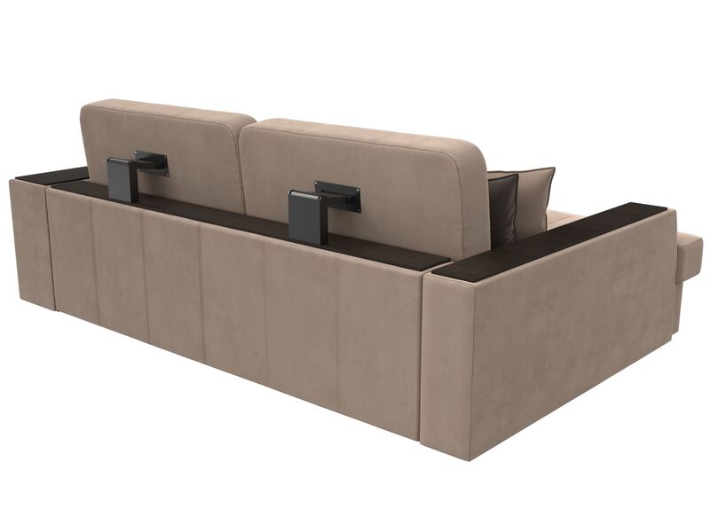 Диван угловой Брюссель левый угол, Велюр, Seven 729 бежевый;Seven 727 коричневый