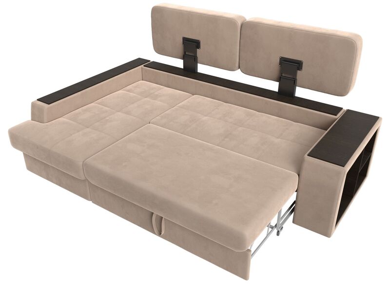 Диван угловой Брюссель левый угол, Велюр, Seven 729 бежевый;Seven 727 коричневый