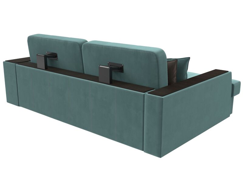 Диван угловой Брюссель левый угол, Велюр, Seven 113 бирюзовый;Seven 727 коричневый