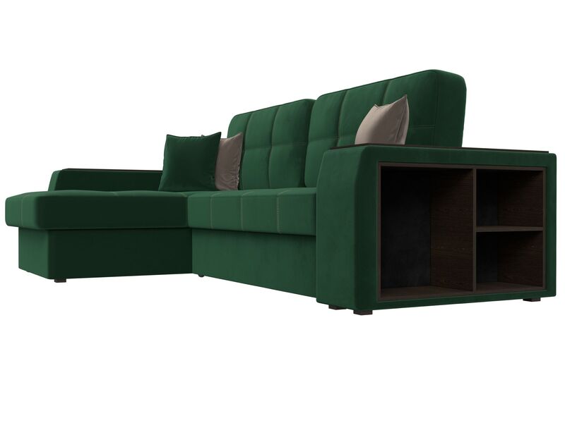 Диван угловой Брюссель левый угол, Велюр, Seven 626 зеленый;Seven 727 коричневый
