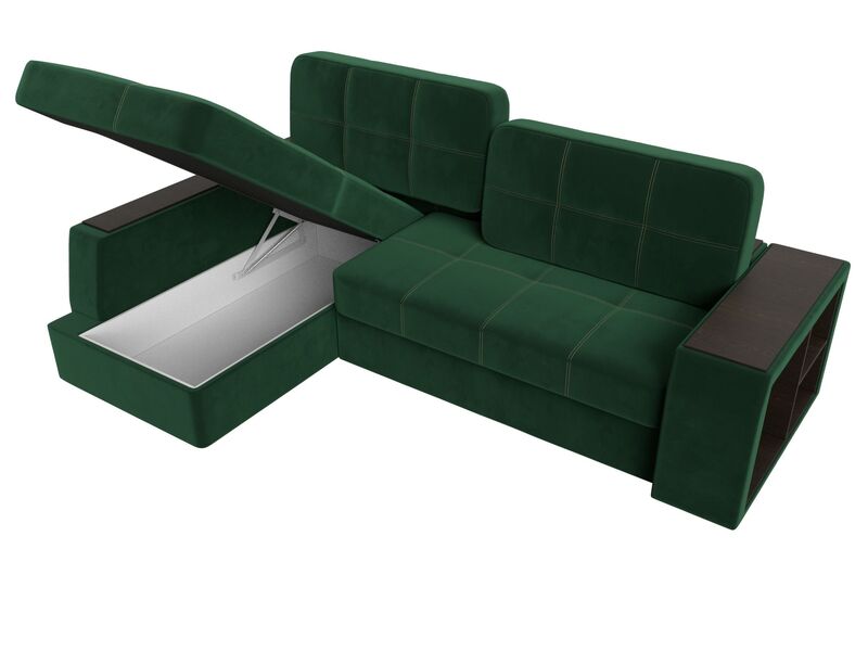 Диван угловой Брюссель левый угол, Велюр, Seven 626 зеленый;Seven 727 коричневый