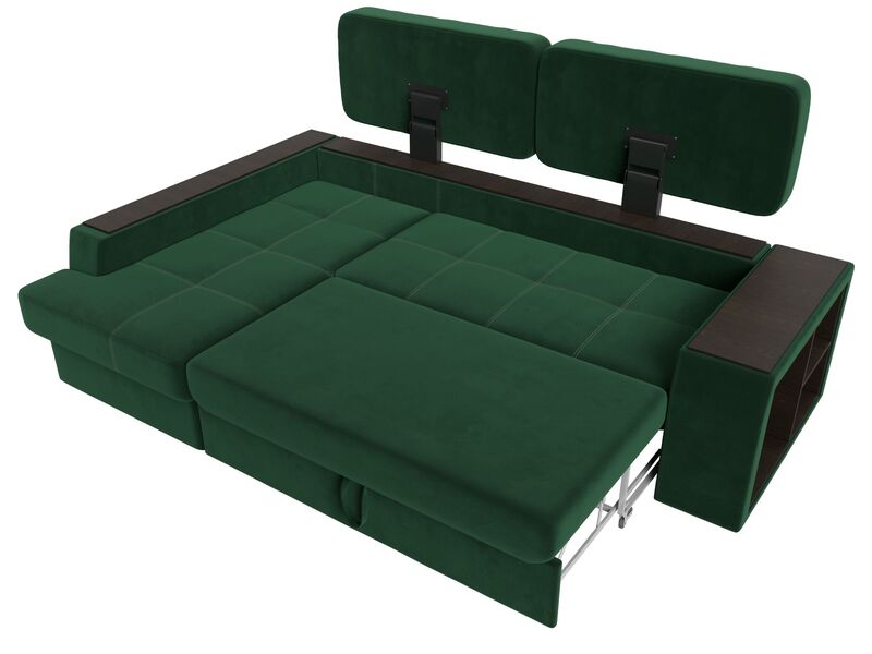 Диван угловой Брюссель левый угол, Велюр, Seven 626 зеленый;Seven 727 коричневый