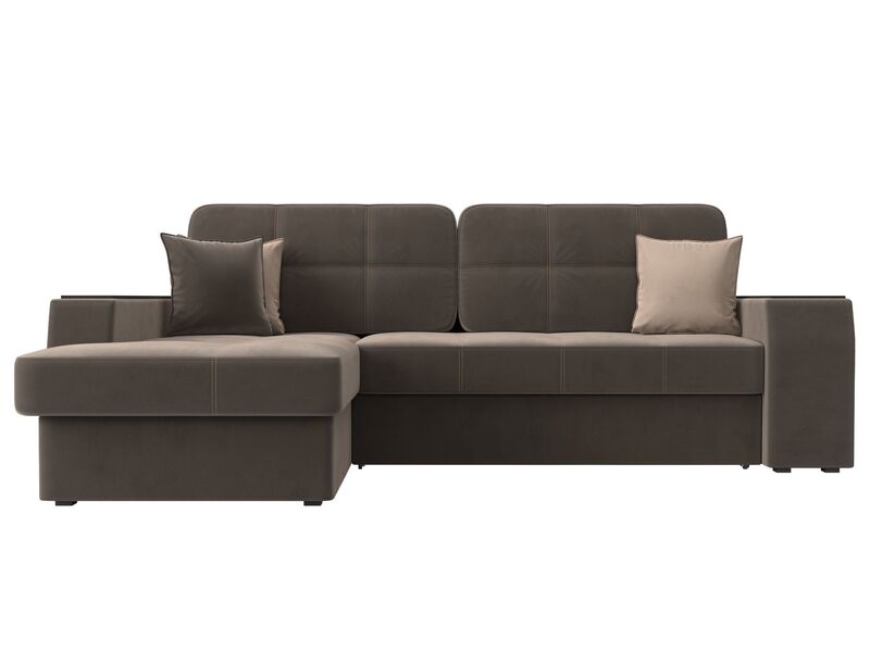 Диван угловой Брюссель левый угол, Велюр, Seven 727 коричневый;Seven 729 бежевый