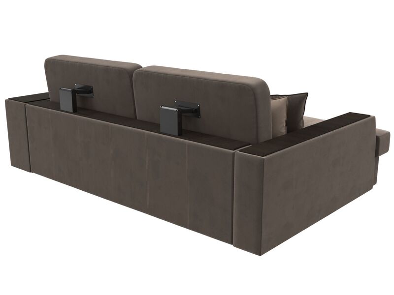 Диван угловой Брюссель левый угол, Велюр, Seven 727 коричневый;Seven 729 бежевый