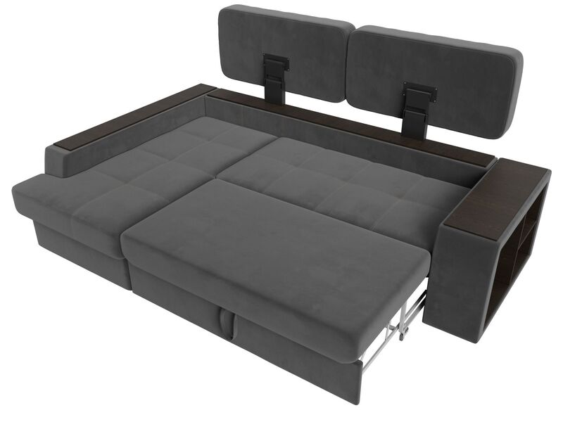 Диван угловой Брюссель левый угол, Велюр, Seven 17 серый;Seven 35 черный