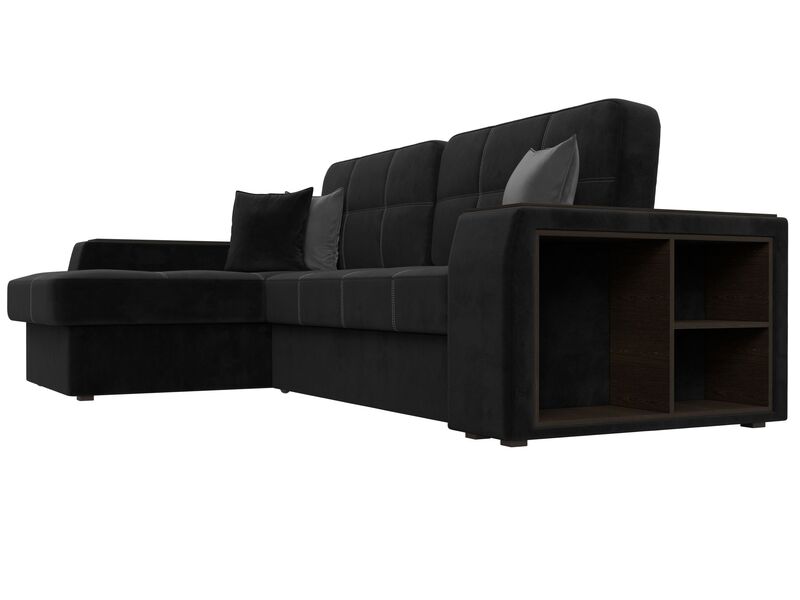 Диван угловой Брюссель левый угол, Велюр, Seven 35 черный;Seven 17 серый