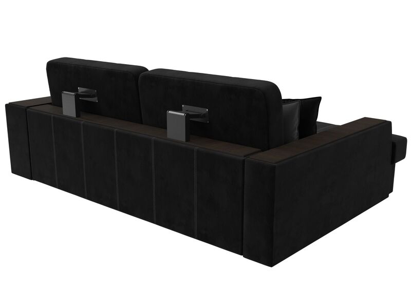 Диван угловой Брюссель левый угол, Велюр, Seven 35 черный;Seven 17 серый