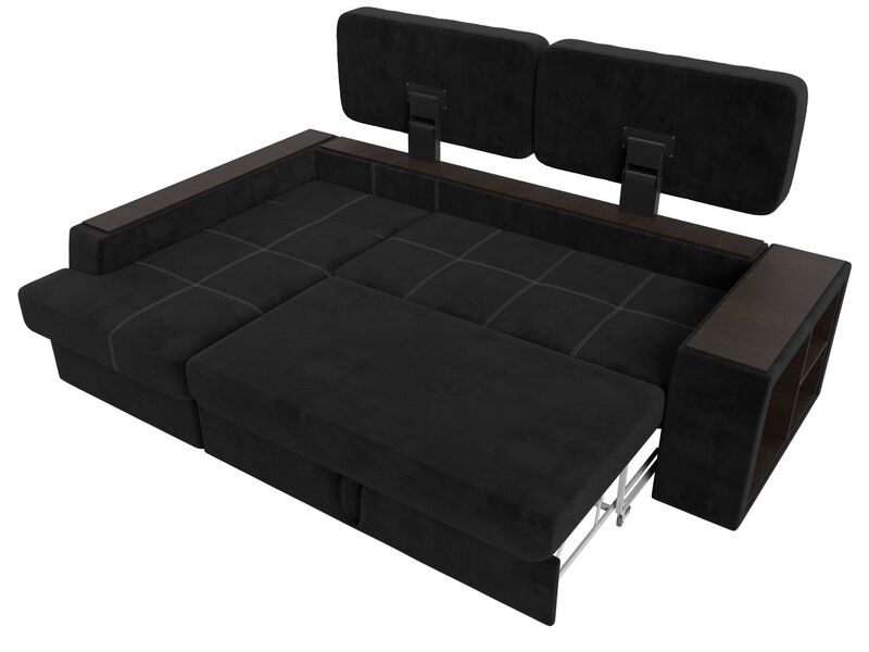 Диван угловой Брюссель левый угол, Велюр, Seven 35 черный;Seven 17 серый