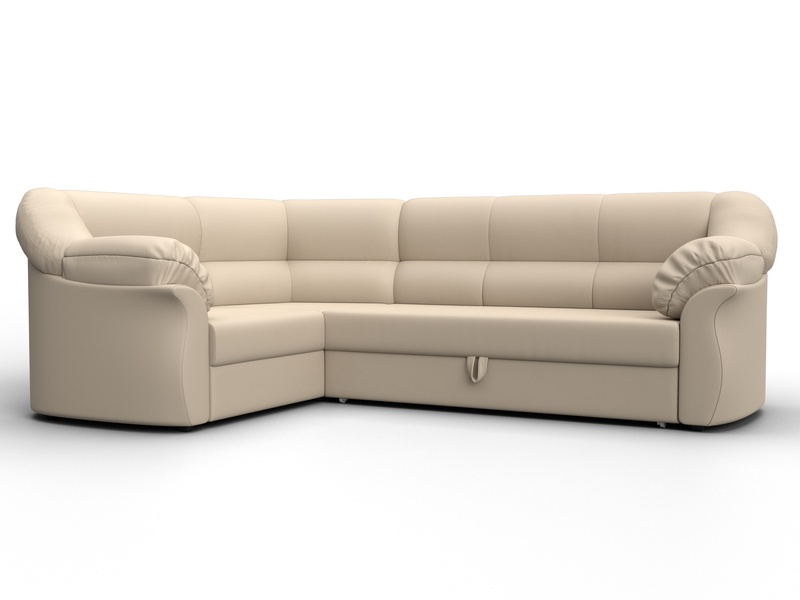Диван угловой Карнелла левый угол, Экокожа, Бежевый