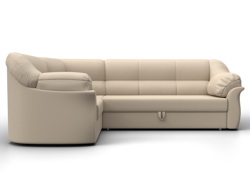 Диван угловой Карнелла левый угол, Экокожа, Бежевый