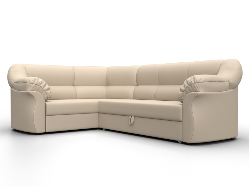 Диван угловой Карнелла левый угол, Экокожа, Бежевый