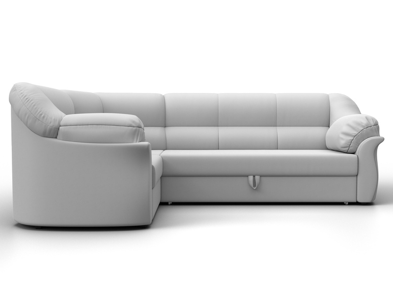 Диван угловой Карнелла левый угол, Экокожа, Белый