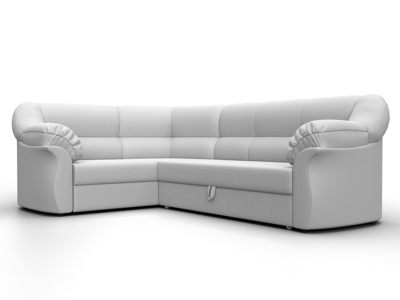 Диван угловой Карнелла левый угол, Экокожа, Белый