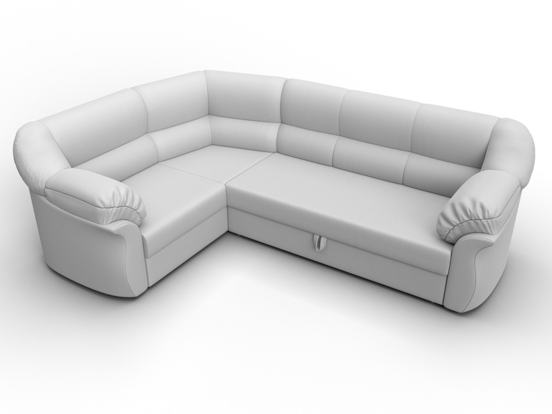 Диван угловой Карнелла левый угол, Экокожа, Белый