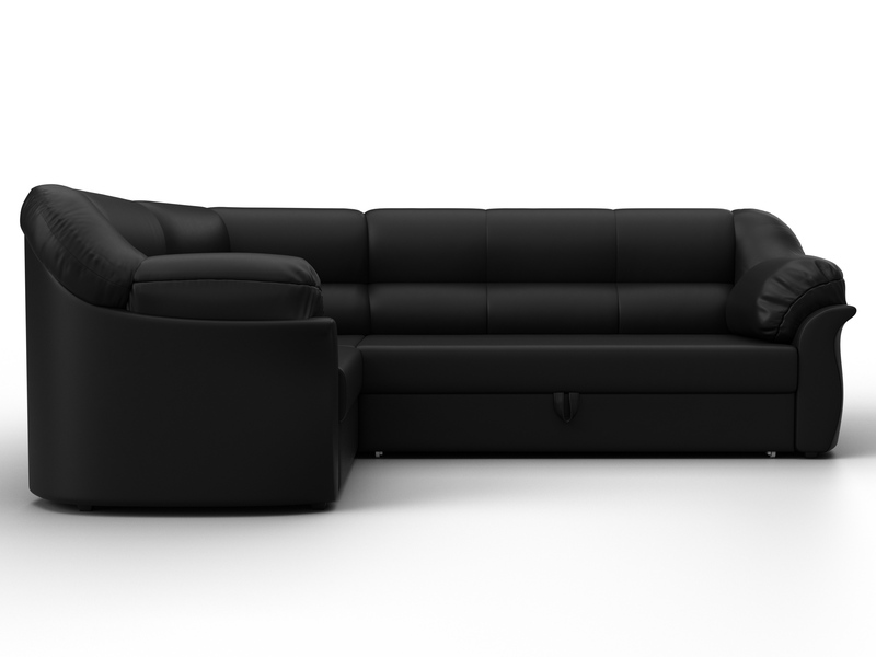 Диван угловой Карнелла левый угол, Экокожа, Черный