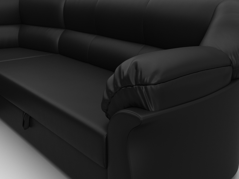 Диван угловой Карнелла левый угол, Экокожа, Черный