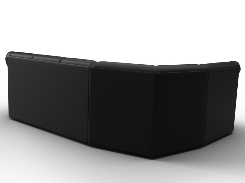 Диван угловой Карнелла левый угол, Экокожа, Черный