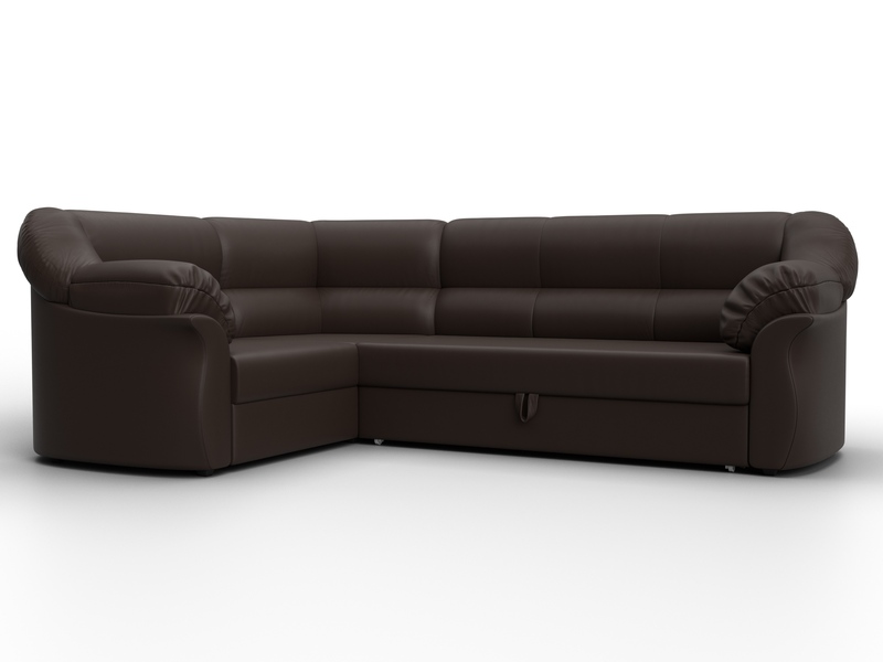 Диван угловой Карнелла левый угол, Экокожа, Коричневый