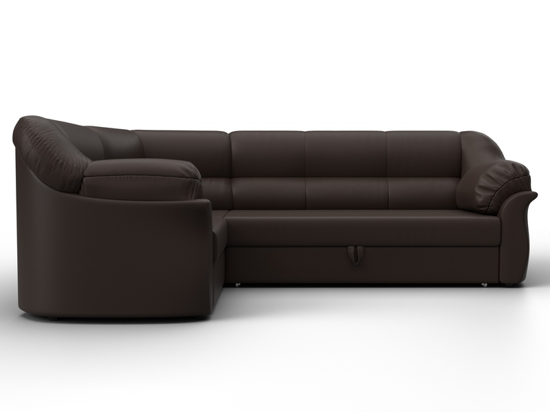 Диван угловой Карнелла левый угол, Экокожа, Коричневый