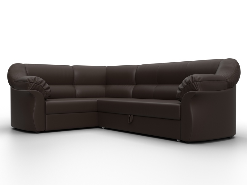Диван угловой Карнелла левый угол, Экокожа, Коричневый