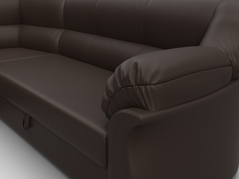 Диван угловой Карнелла левый угол, Экокожа, Коричневый