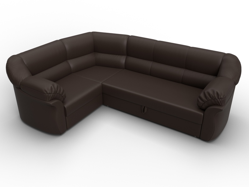 Диван угловой Карнелла левый угол, Экокожа, Коричневый