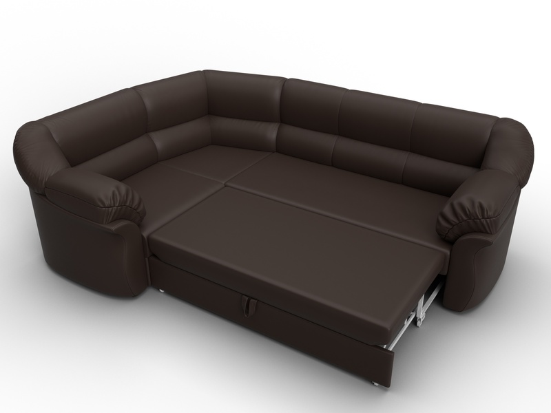 Диван угловой Карнелла левый угол, Экокожа, Коричневый