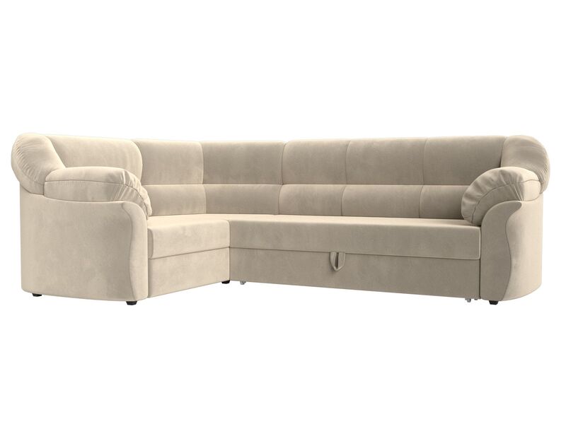 Диван угловой Карнелла левый угол, Микровельвет, Бежевый