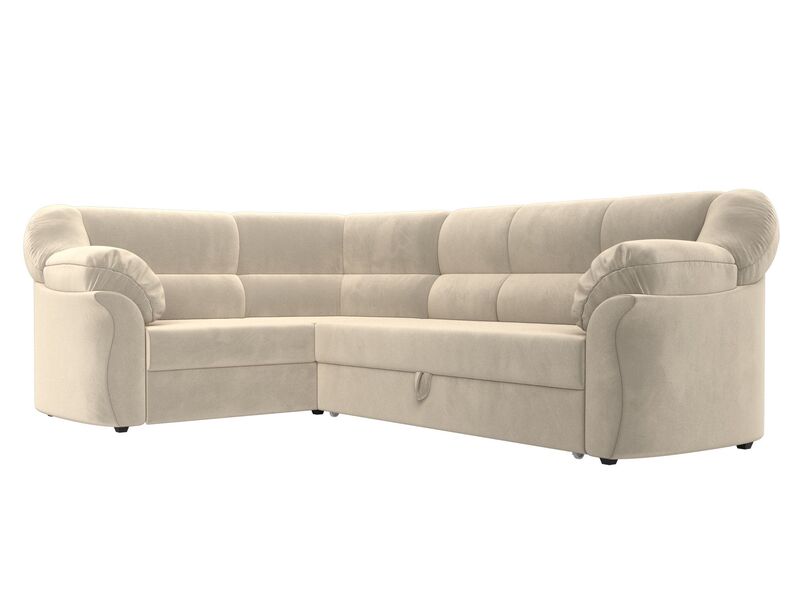 Диван угловой Карнелла левый угол, Микровельвет, Бежевый