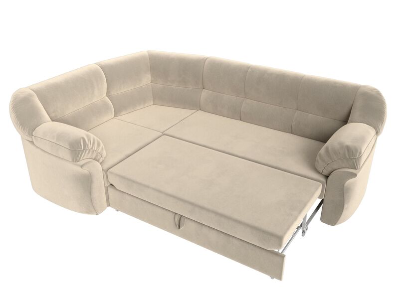 Диван угловой Карнелла левый угол, Микровельвет, Бежевый