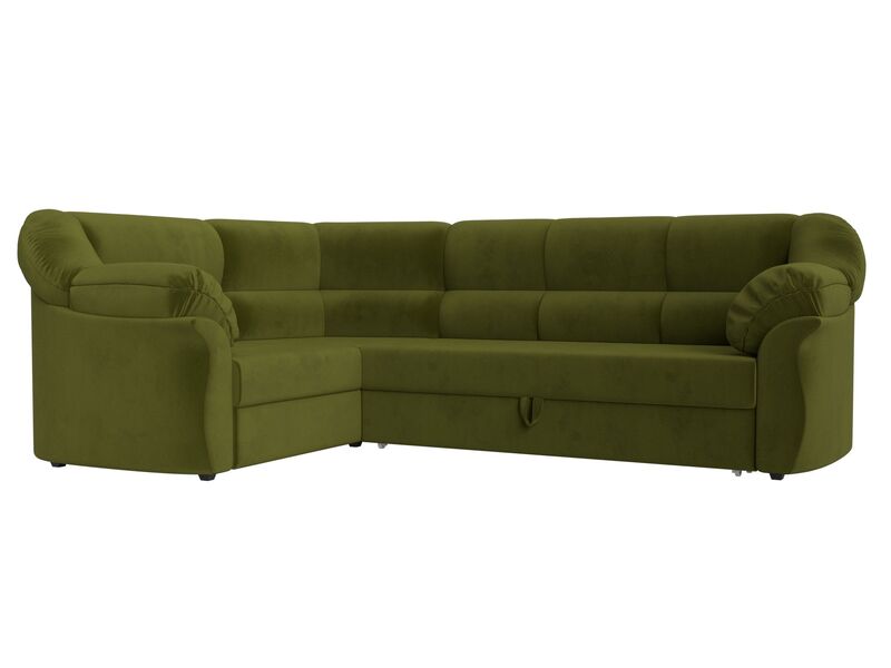 Диван угловой Карнелла левый угол, Микровельвет, Зеленый