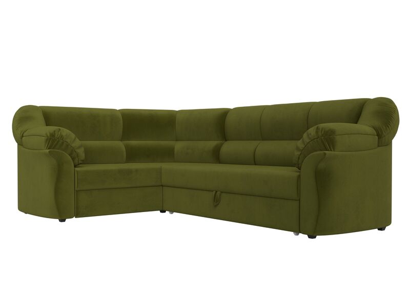 Диван угловой Карнелла левый угол, Микровельвет, Зеленый