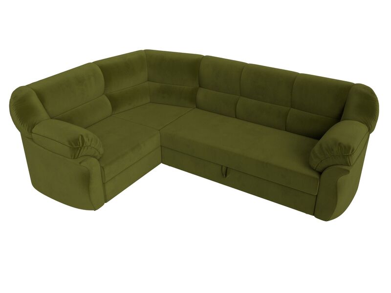 Диван угловой Карнелла левый угол, Микровельвет, Зеленый