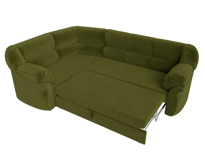 Диван угловой Карнелла левый угол, Микровельвет, Зеленый