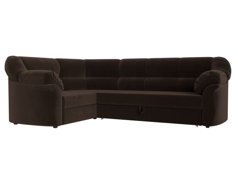 Диван угловой Карнелла левый угол, Микровельвет, Коричневый