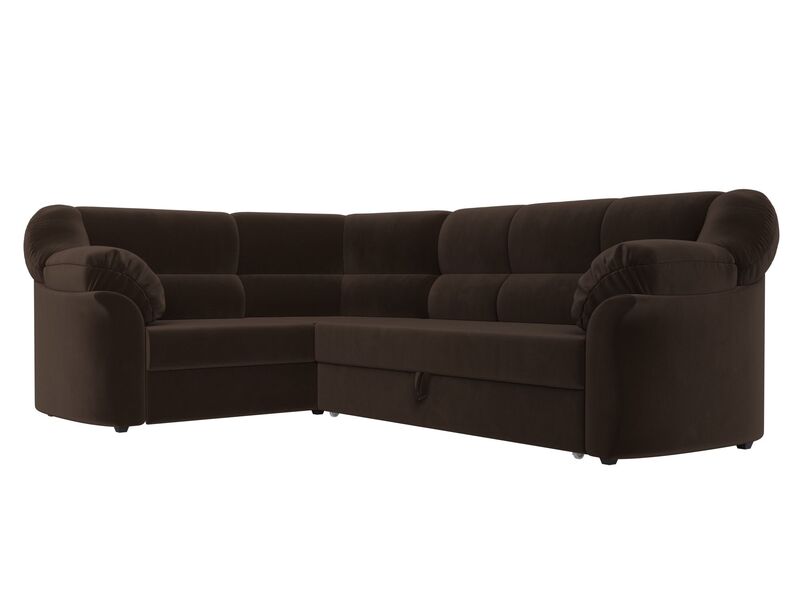 Диван угловой Карнелла левый угол, Микровельвет, Коричневый