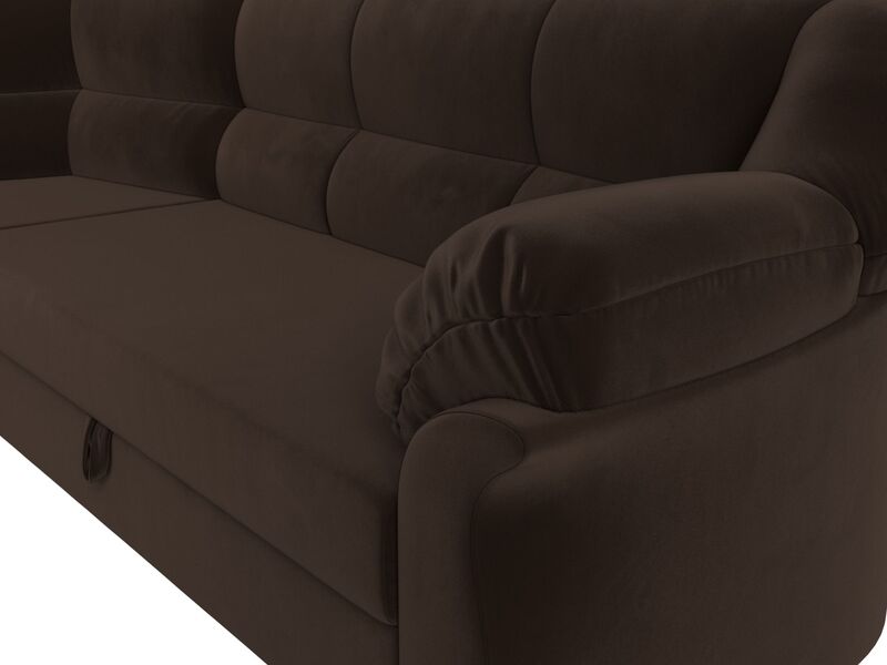 Диван угловой Карнелла левый угол, Микровельвет, Коричневый