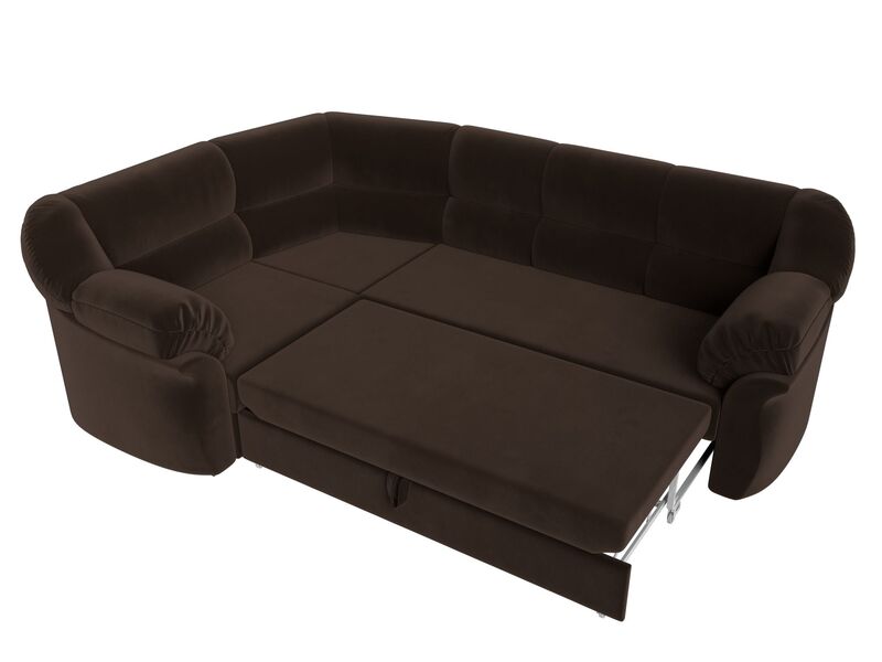 Диван угловой Карнелла левый угол, Микровельвет, Коричневый