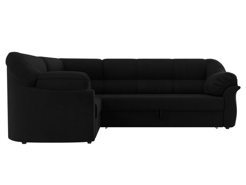 Диван угловой Карнелла левый угол, Микровельвет, Черный