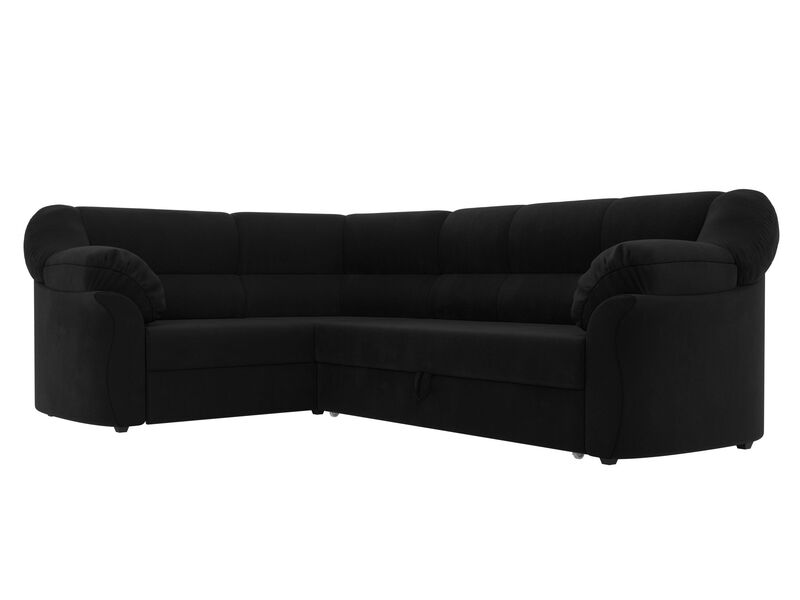 Диван угловой Карнелла левый угол, Микровельвет, Черный