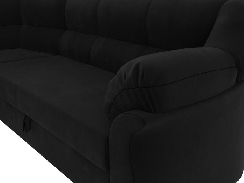 Диван угловой Карнелла левый угол, Микровельвет, Черный